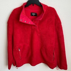 New! 🍁UGG® Women’s Atwell Sherpa Half Snap Pullover Jacket Size XL